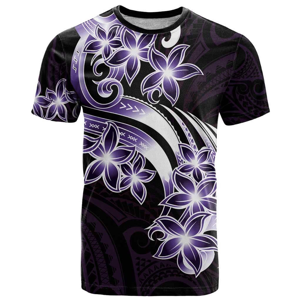 Plumeria Tribal Tattoo T Shirt Purple Polynesian Pattern