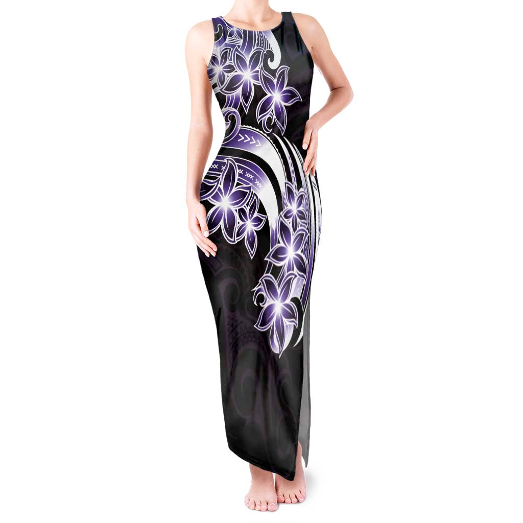 Plumeria Tribal Tattoo Tank Maxi Dress Purple Polynesian Pattern LT9 Women Purple - Polynesian Pride