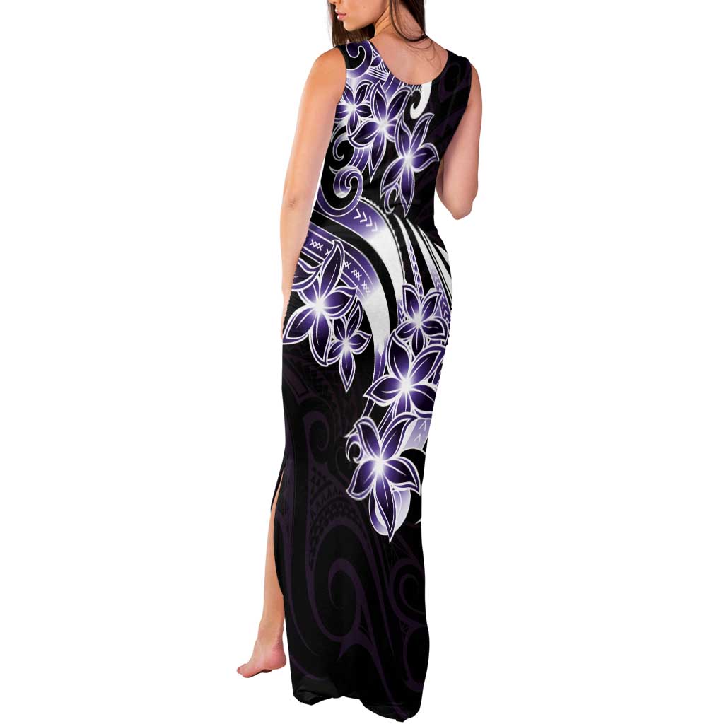 Plumeria Tribal Tattoo Tank Maxi Dress Purple Polynesian Pattern LT9 - Polynesian Pride