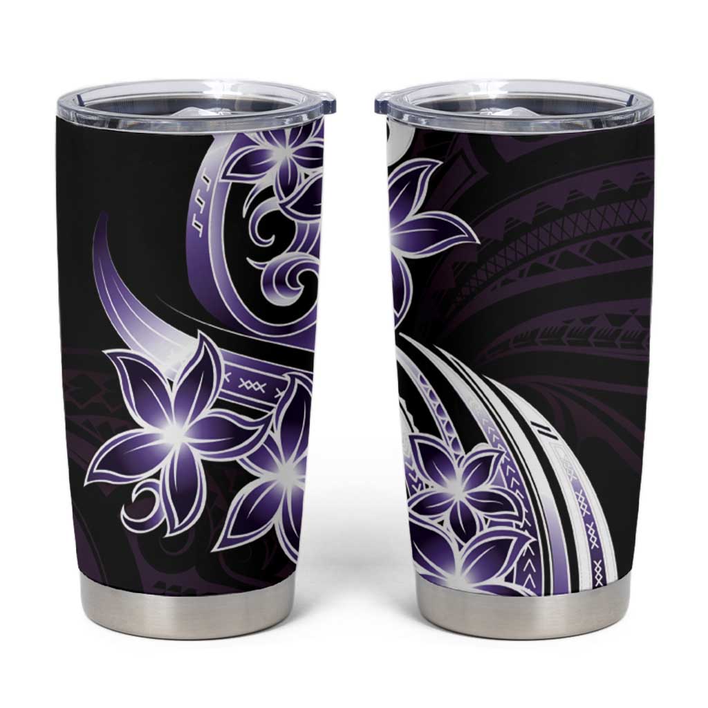 Plumeria Tribal Tattoo Tumbler Cup Purple Polynesian Pattern