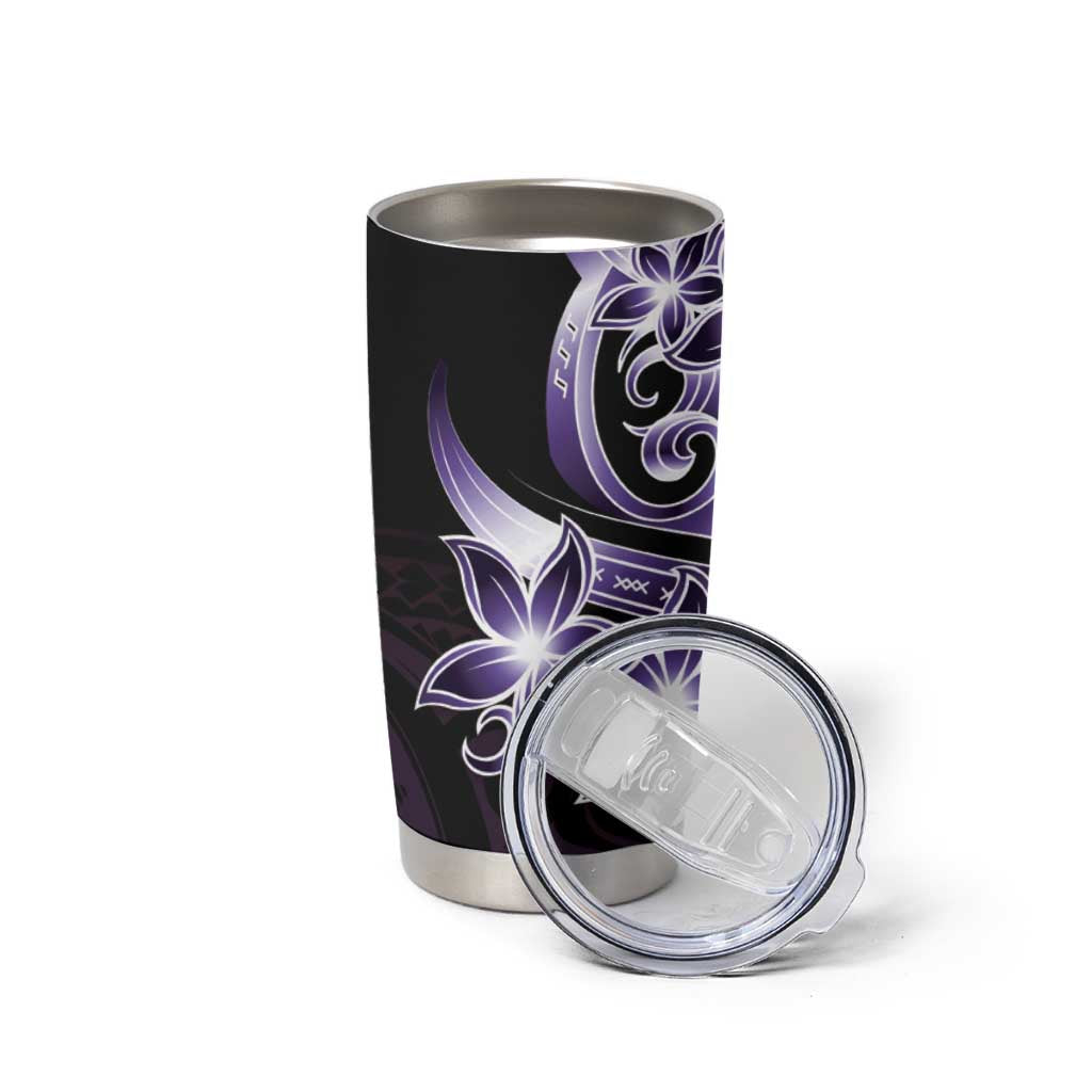 Plumeria Tribal Tattoo Tumbler Cup Purple Polynesian Pattern LT9 - Polynesian Pride