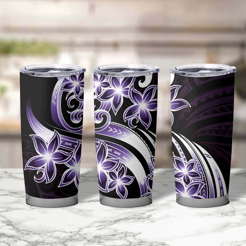 Plumeria Tribal Tattoo Tumbler Cup Purple Polynesian Pattern LT9 - Polynesian Pride