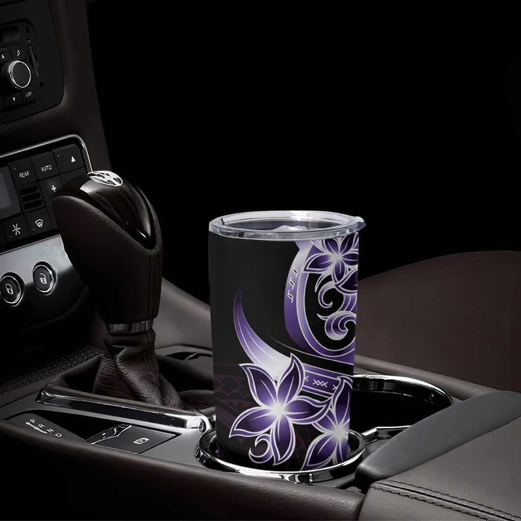Plumeria Tribal Tattoo Tumbler Cup Purple Polynesian Pattern LT9 - Polynesian Pride