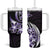 Plumeria Tribal Tattoo Tumbler With Handle Purple Polynesian Pattern