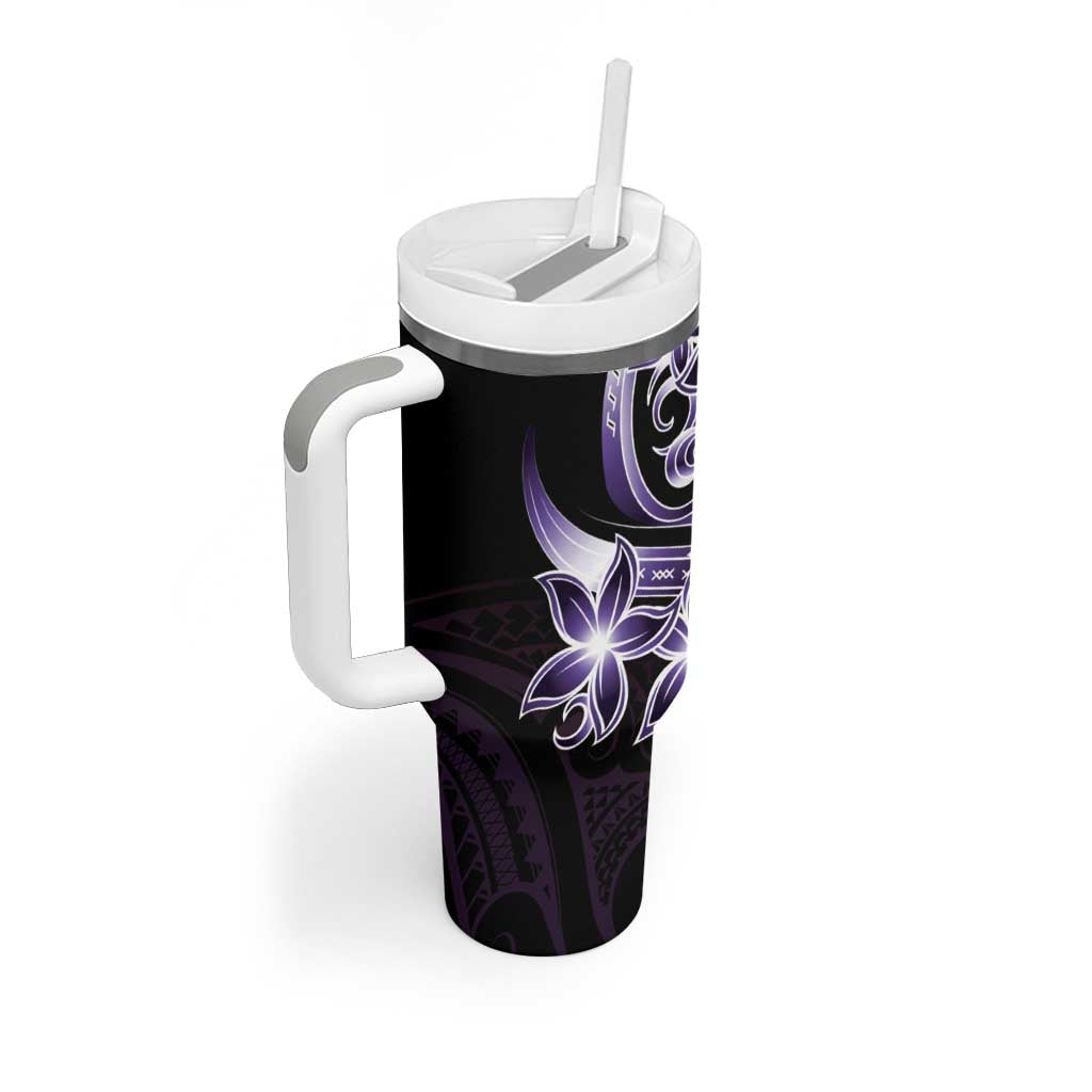 Plumeria Tribal Tattoo Tumbler With Handle Purple Polynesian Pattern LT9 - Polynesian Pride