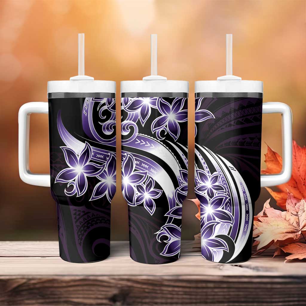 Plumeria Tribal Tattoo Tumbler With Handle Purple Polynesian Pattern LT9 - Polynesian Pride