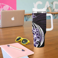 Plumeria Tribal Tattoo Tumbler With Handle Purple Polynesian Pattern LT9 - Polynesian Pride