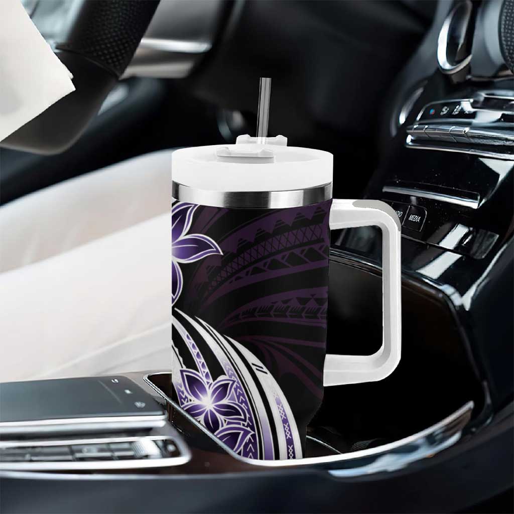 Plumeria Tribal Tattoo Tumbler With Handle Purple Polynesian Pattern LT9 - Polynesian Pride