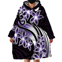 Plumeria Tribal Tattoo Wearable Blanket Hoodie Purple Polynesian Pattern LT9 - Polynesian Pride
