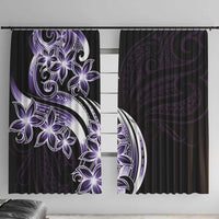 Plumeria Tribal Tattoo Window Curtain Purple Polynesian Pattern LT9 With Hooks Purple - Polynesian Pride
