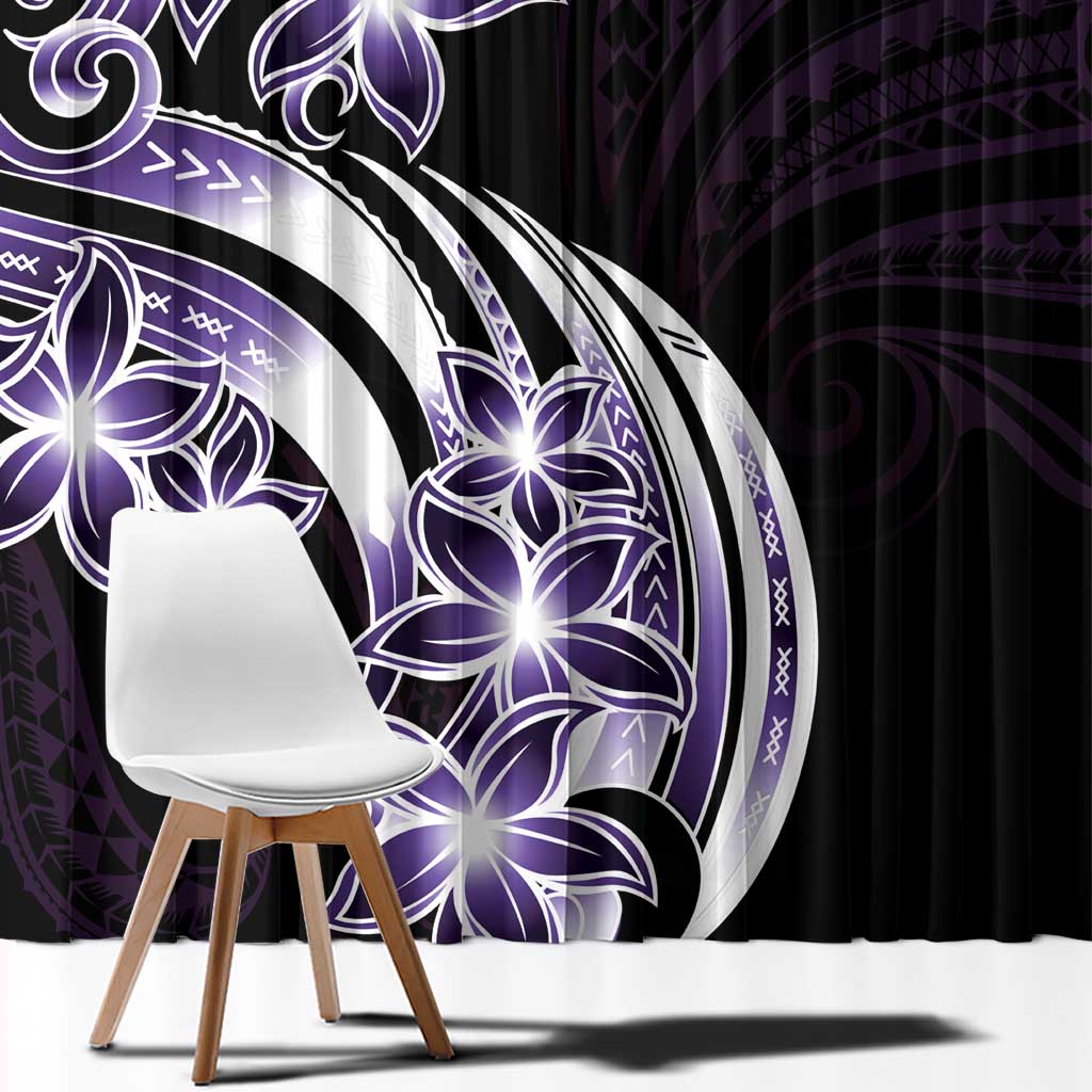 Plumeria Tribal Tattoo Window Curtain Purple Polynesian Pattern LT9 - Polynesian Pride