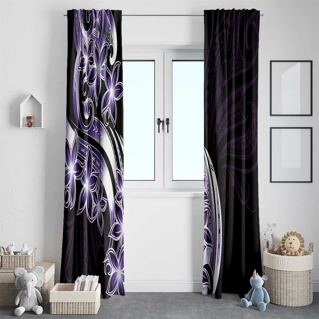 Plumeria Tribal Tattoo Window Curtain Purple Polynesian Pattern LT9 - Polynesian Pride