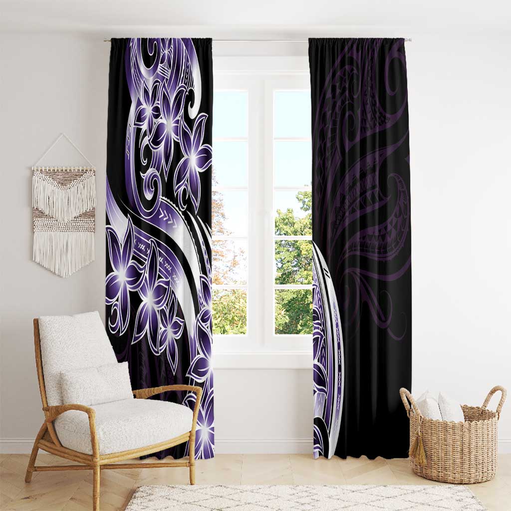 Plumeria Tribal Tattoo Window Curtain Purple Polynesian Pattern LT9 - Polynesian Pride