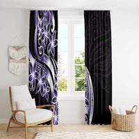 Plumeria Tribal Tattoo Window Curtain Purple Polynesian Pattern LT9 - Polynesian Pride