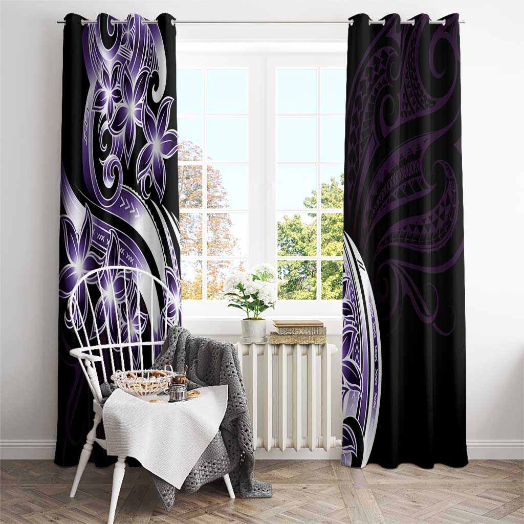 Plumeria Tribal Tattoo Window Curtain Purple Polynesian Pattern LT9 - Polynesian Pride