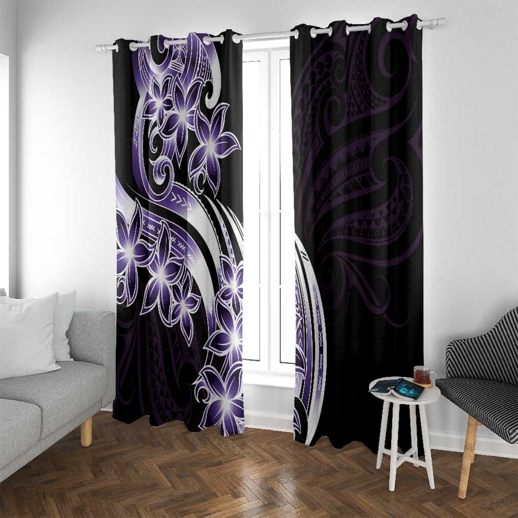 Plumeria Tribal Tattoo Window Curtain Purple Polynesian Pattern LT9 With Grommets Purple - Polynesian Pride