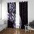 Plumeria Tribal Tattoo Window Curtain Purple Polynesian Pattern