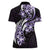 Plumeria Tribal Tattoo Women Polo Shirt Purple Polynesian Pattern