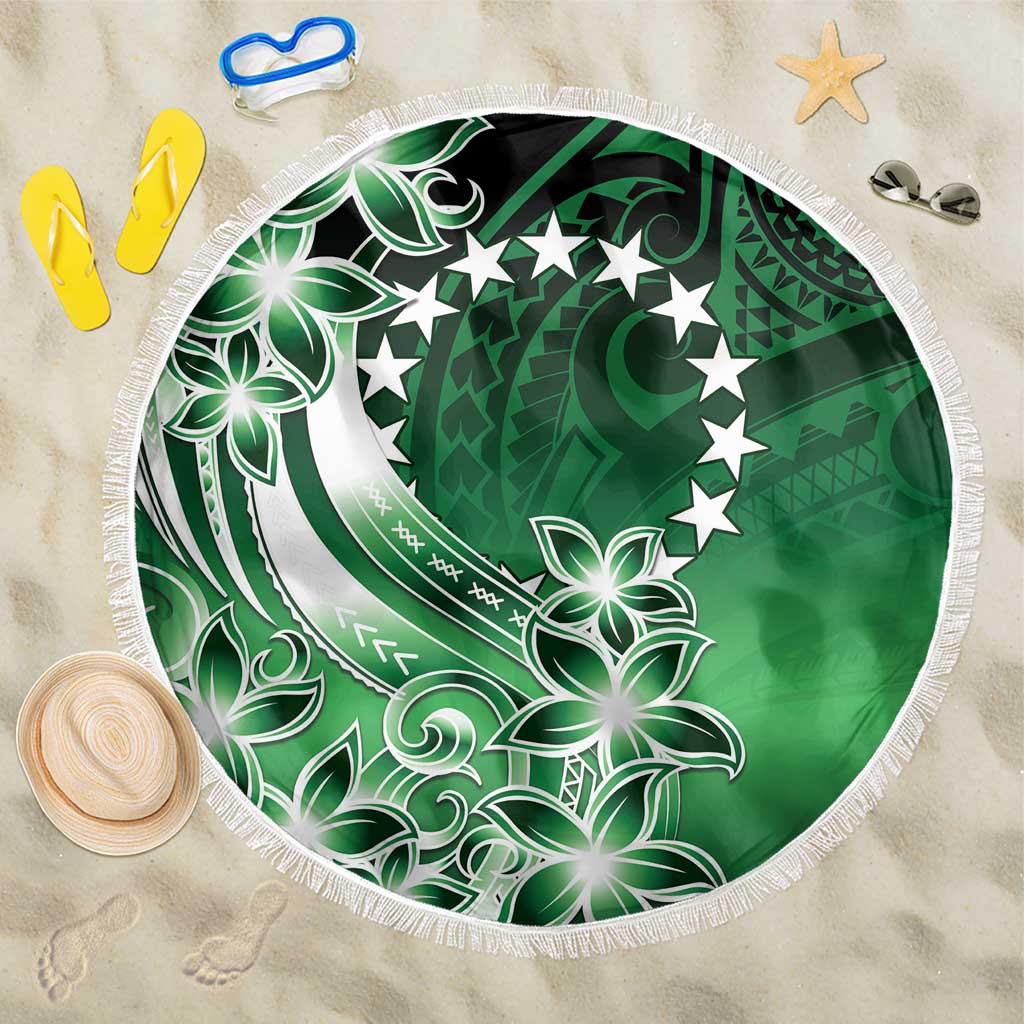 Cook Islands Tattoo Beach Blanket Plumeria Polynesian Pattern LT9 One Size 150cm Green - Polynesian Pride