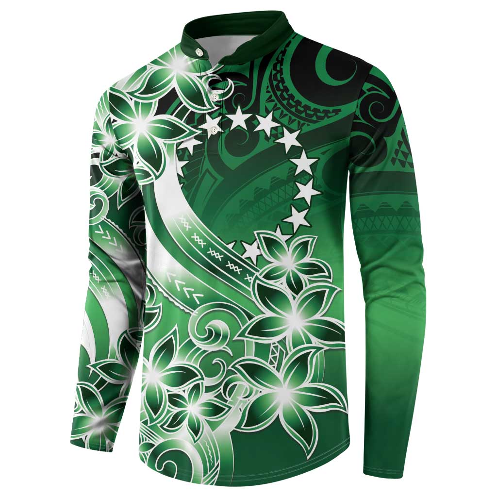 Cook Islands Tattoo Button Sweatshirt Plumeria Polynesian Pattern LT9 - Polynesian Pride