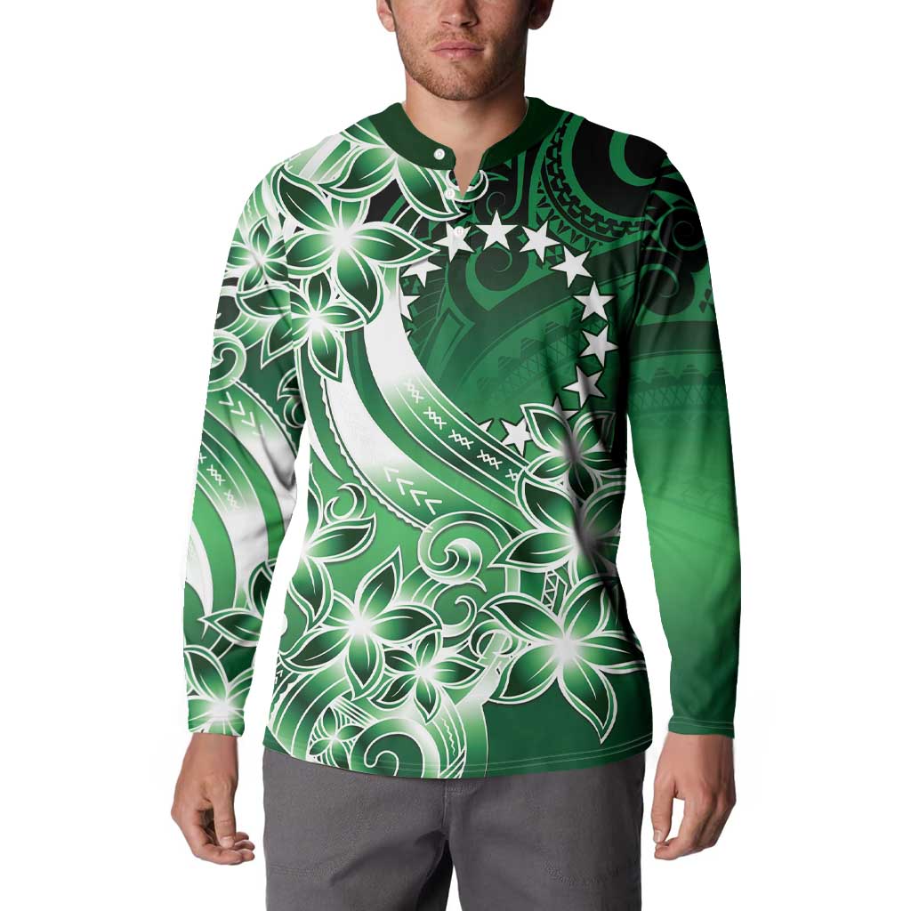 Cook Islands Tattoo Button Sweatshirt Plumeria Polynesian Pattern LT9 - Polynesian Pride
