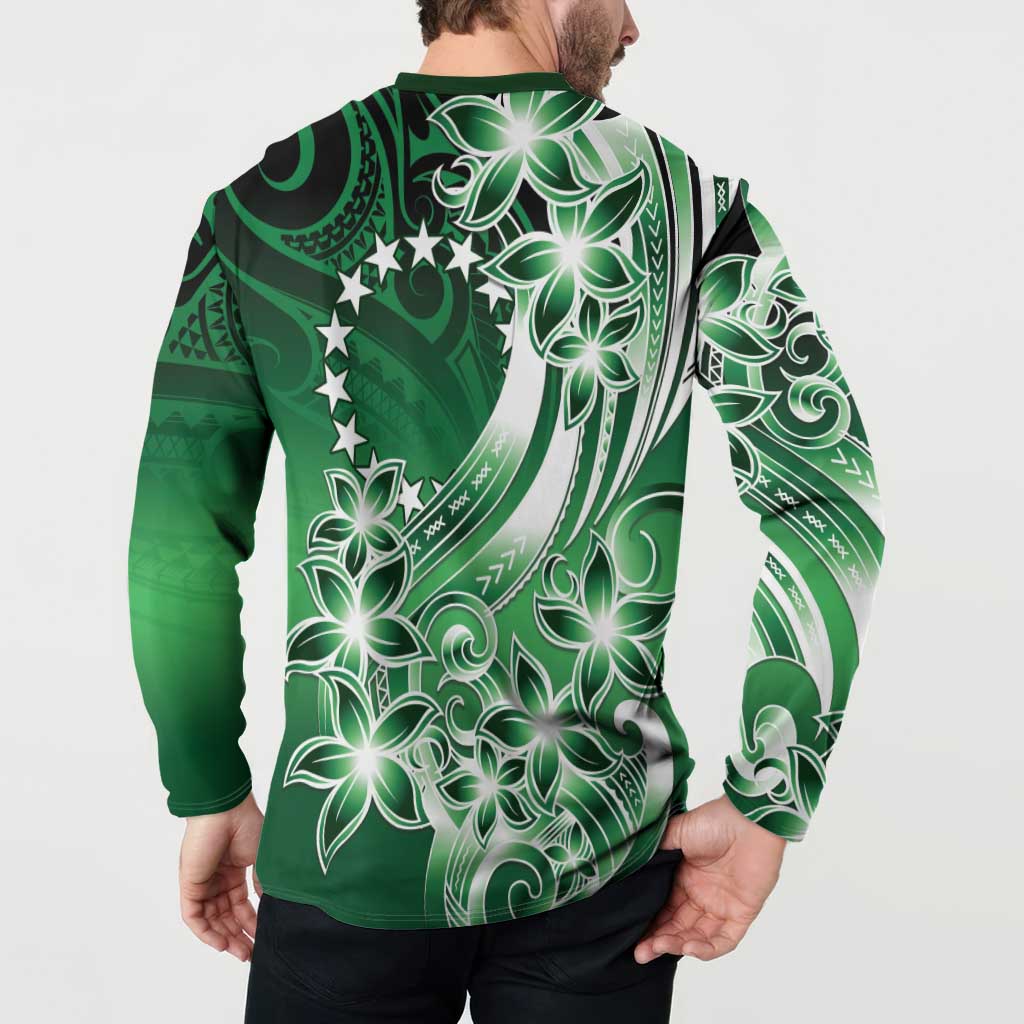 Cook Islands Tattoo Button Sweatshirt Plumeria Polynesian Pattern LT9 - Polynesian Pride