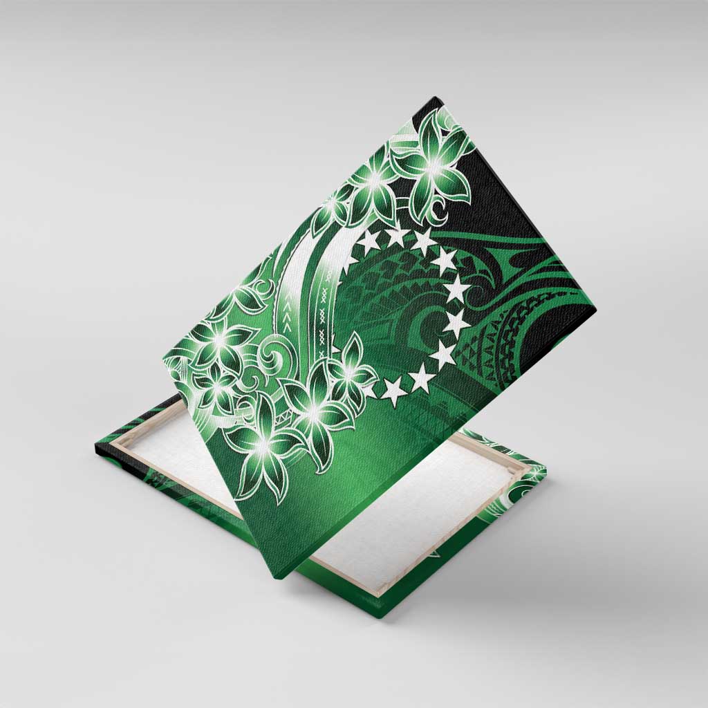 Cook Islands Tattoo Canvas Wall Art Plumeria Polynesian Pattern LT9 With Frame Green - Polynesian Pride