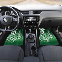 Cook Islands Tattoo Car Mats Plumeria Polynesian Pattern LT9 Set 2pcs - Front Green - Polynesian Pride