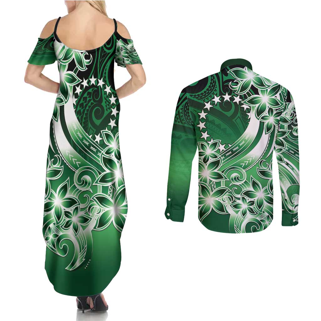 Cook Islands Tattoo Couples Matching Summer Maxi Dress and Long Sleeve Button Shirt Plumeria Polynesian Pattern LT9 - Polynesian Pride