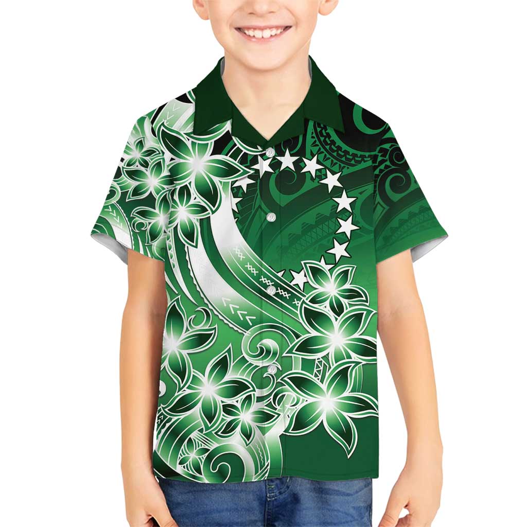 Cook Islands Tattoo Family Matching Off Shoulder Maxi Dress and Hawaiian Shirt Plumeria Polynesian Pattern LT9 Son's Shirt Green - Polynesian Pride