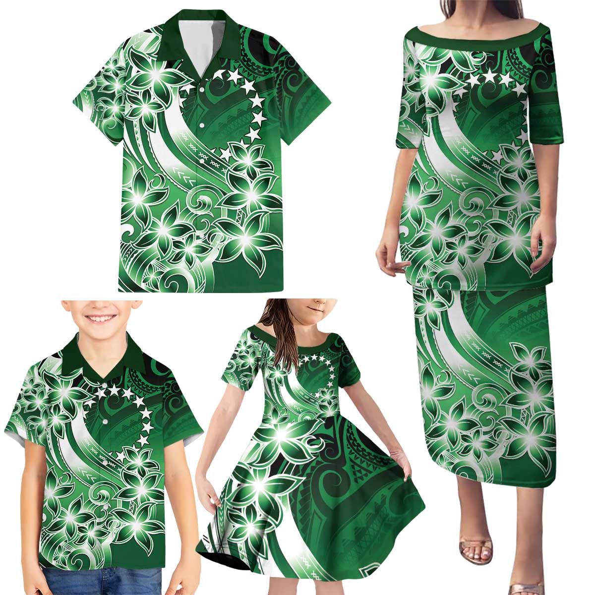 Cook Islands Tattoo Family Matching Puletasi and Hawaiian Shirt Plumeria Polynesian Pattern LT9 - Polynesian Pride