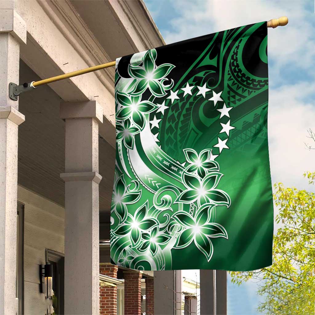 Cook Islands Tattoo Garden Flag Plumeria Polynesian Pattern LT9 House Flag Green - Polynesian Pride
