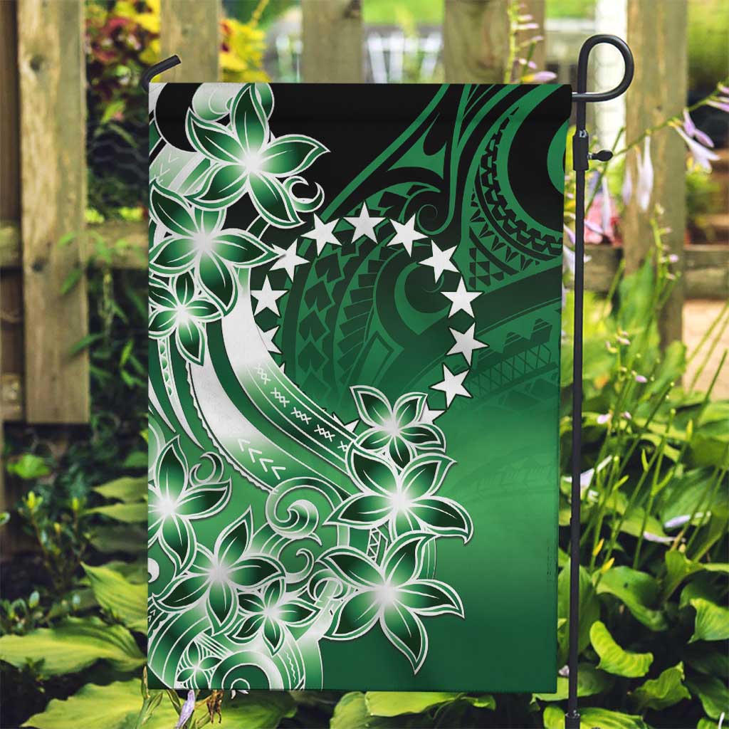 Cook Islands Tattoo Garden Flag Plumeria Polynesian Pattern LT9 Garden Flag Green - Polynesian Pride