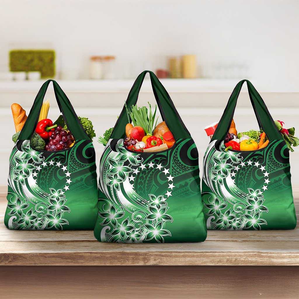 Cook Islands Tattoo Grocery Bag Plumeria Polynesian Pattern LT9 3-pack One Size Green - Polynesian Pride