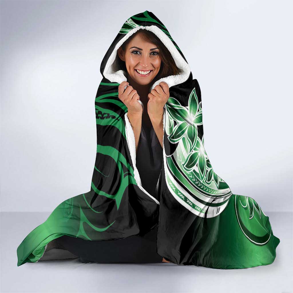 Cook Islands Tattoo Hooded Blanket Plumeria Polynesian Pattern LT9 - Polynesian Pride