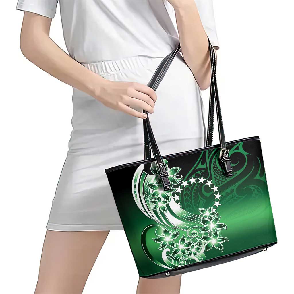 Cook Islands Tattoo Leather Tote Bag Plumeria Polynesian Pattern LT9 - Polynesian Pride
