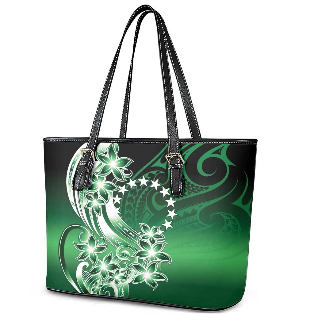 Cook Islands Tattoo Leather Tote Bag Plumeria Polynesian Pattern LT9 - Polynesian Pride