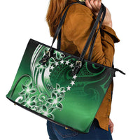 Cook Islands Tattoo Leather Tote Bag Plumeria Polynesian Pattern LT9 - Polynesian Pride