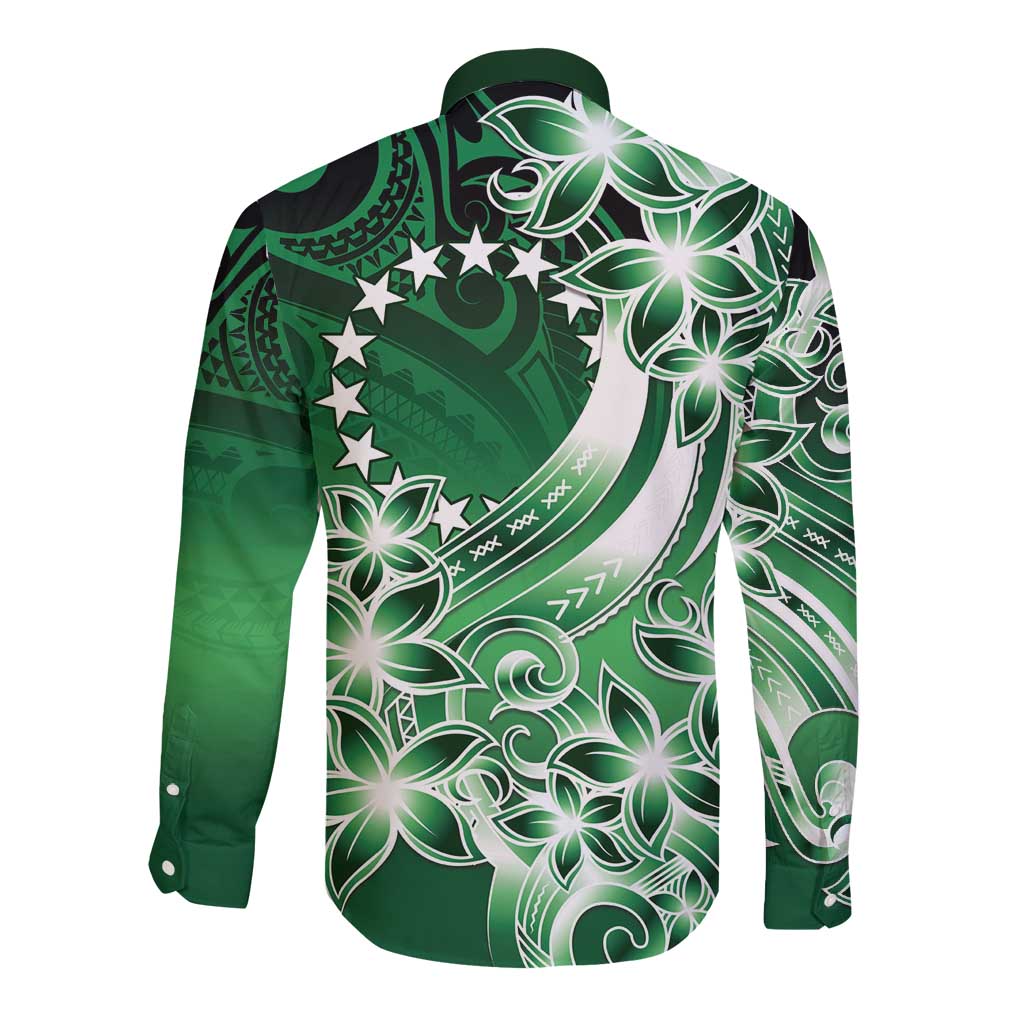 Cook Islands Tattoo Long Sleeve Button Shirt Plumeria Polynesian Pattern