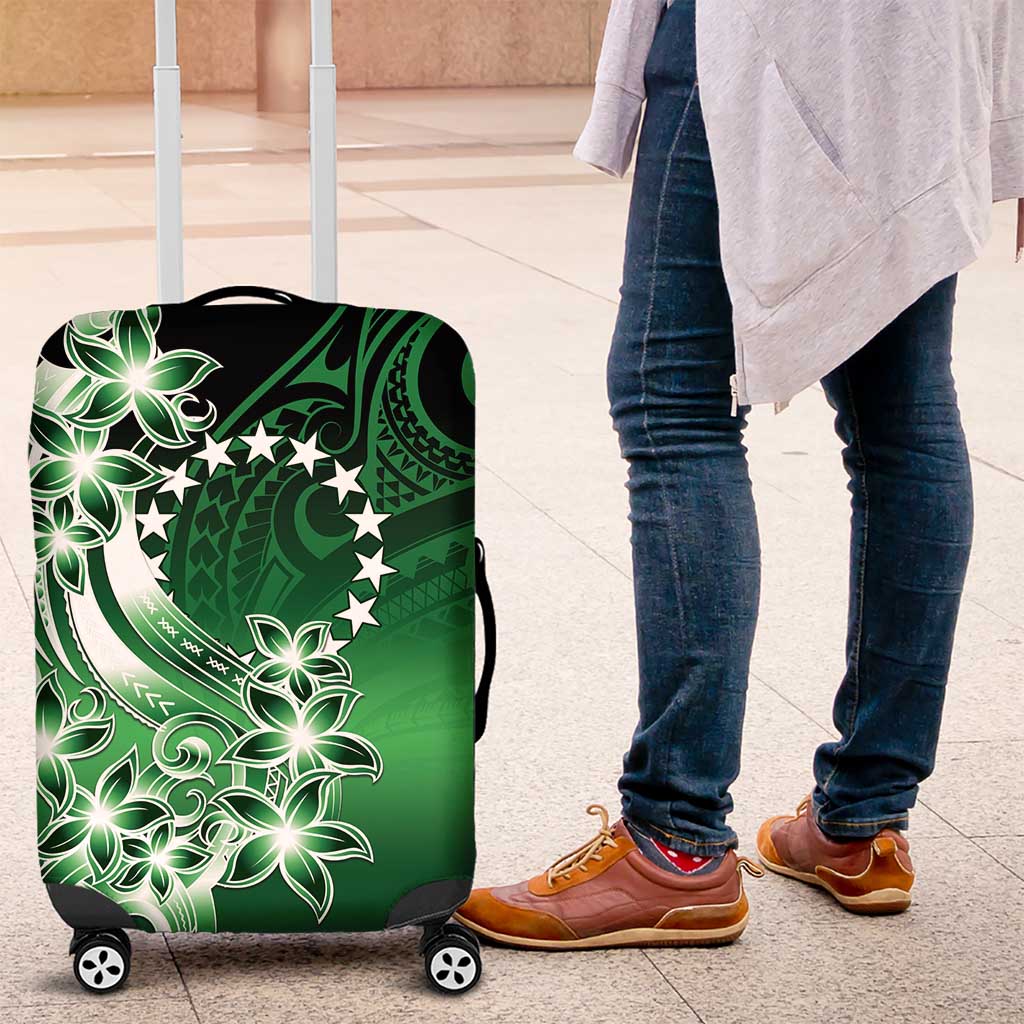 Cook Islands Tattoo Luggage Cover Plumeria Polynesian Pattern LT9 Green - Polynesian Pride