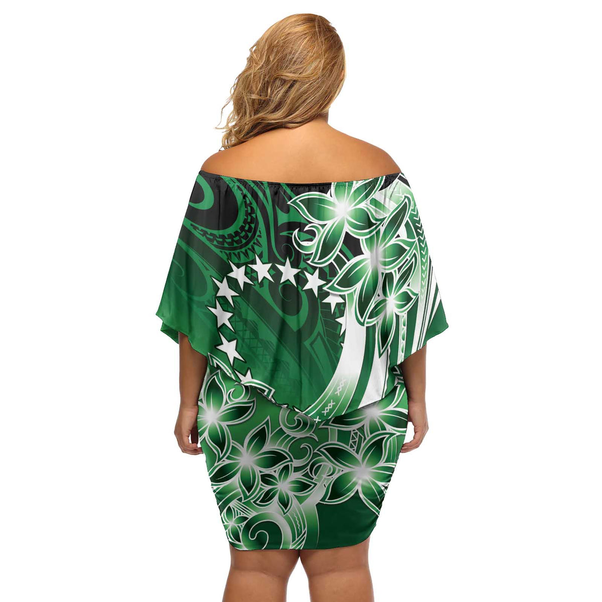 Cook Islands Tattoo Off Shoulder Short Dress Plumeria Polynesian Pattern LT9 - Polynesian Pride