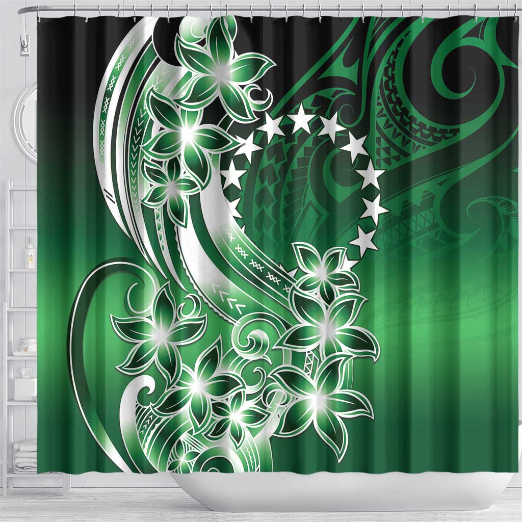 Cook Islands Tattoo Shower Curtain Plumeria Polynesian Pattern