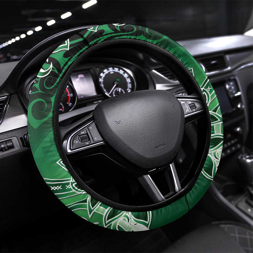 Cook Islands Tattoo Steering Wheel Cover Plumeria Polynesian Pattern