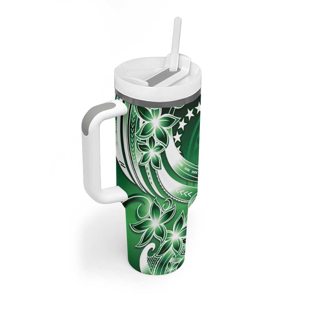 Cook Islands Tattoo Tumbler With Handle Plumeria Polynesian Pattern LT9 - Polynesian Pride