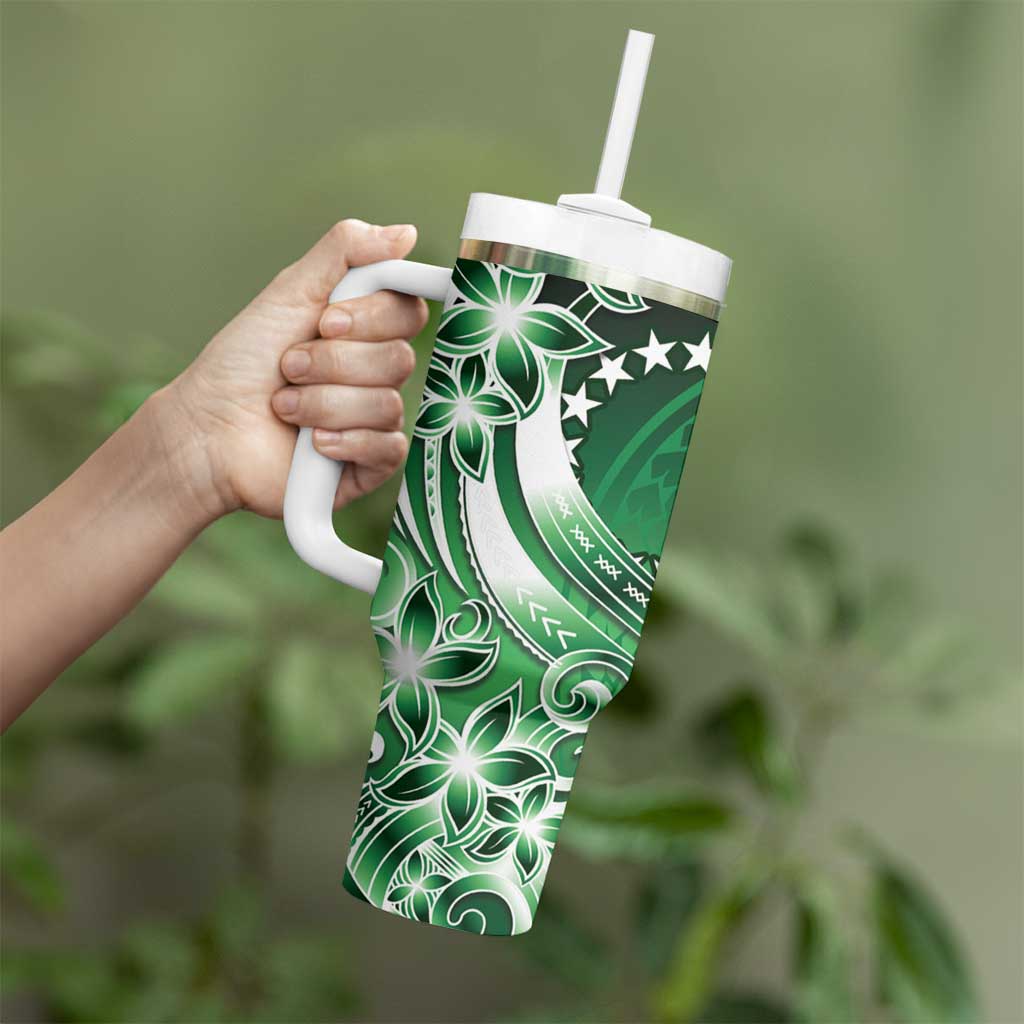 Cook Islands Tattoo Tumbler With Handle Plumeria Polynesian Pattern LT9 - Polynesian Pride