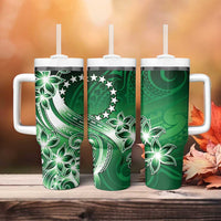Cook Islands Tattoo Tumbler With Handle Plumeria Polynesian Pattern LT9 - Polynesian Pride