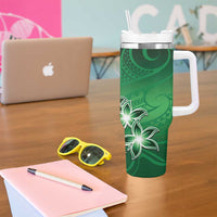 Cook Islands Tattoo Tumbler With Handle Plumeria Polynesian Pattern LT9 - Polynesian Pride