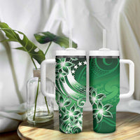 Cook Islands Tattoo Tumbler With Handle Plumeria Polynesian Pattern LT9 - Polynesian Pride