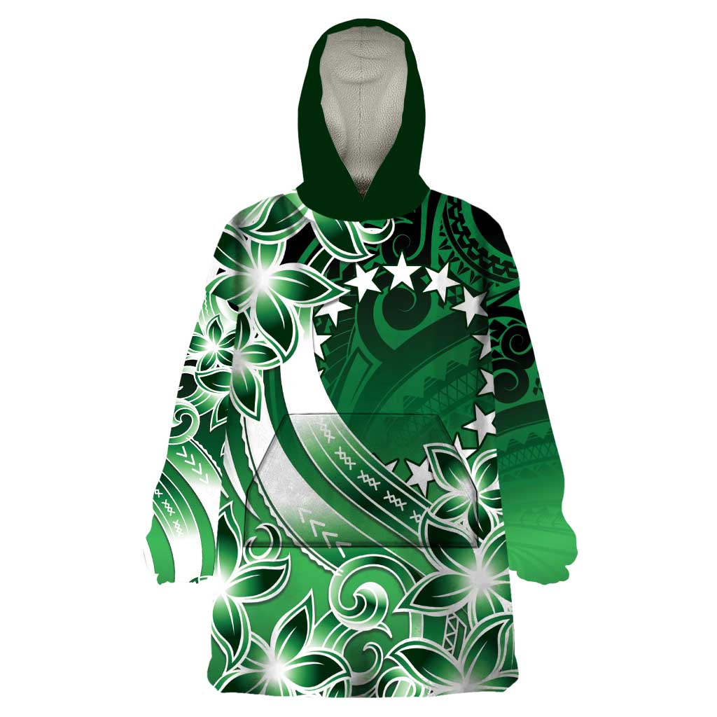 Cook Islands Tattoo Wearable Blanket Hoodie Plumeria Polynesian Pattern