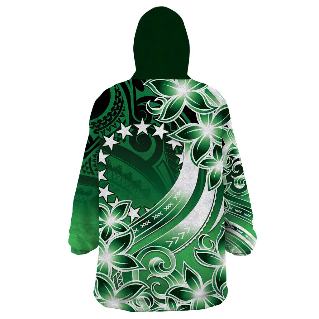 Cook Islands Tattoo Wearable Blanket Hoodie Plumeria Polynesian Pattern